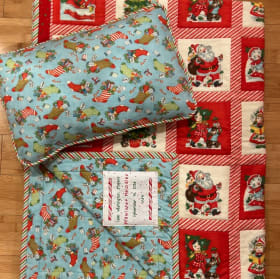 Handmade Child's Holiday Quilt and Matching Pillow item