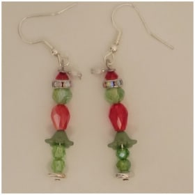 Handmade Mrs. Grinch Beaded Earrings item