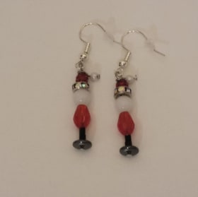 Handmade Mr. Claus Beaded Earrings item
