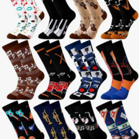 B: Novelty Music Lover Musical Instrument Pattern Crew Socks item