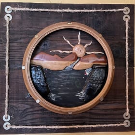 'Port Hole' Repurposed Wood Art item