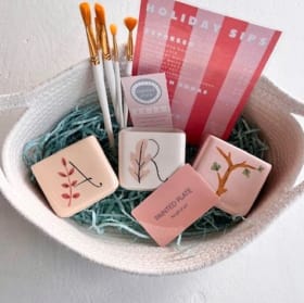 Family Night Painted Plate Party for 6 and basket item