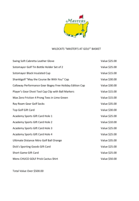 GOLF - WILDCATS “Masters at Golf” basket item