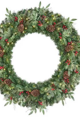 48 in. Pre-Lit LED Woodmoore Artificial Christmas Wreath item