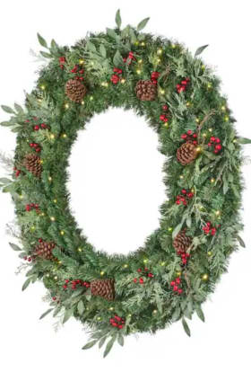 48 in. Pre-Lit LED Woodmoore Artificial Christmas Wreath item
