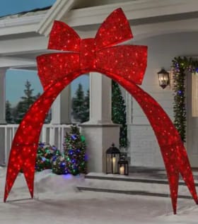 9.5 ft. Icicle Shimmer Giant-Sized Twinkling LED Red Bow Arc item