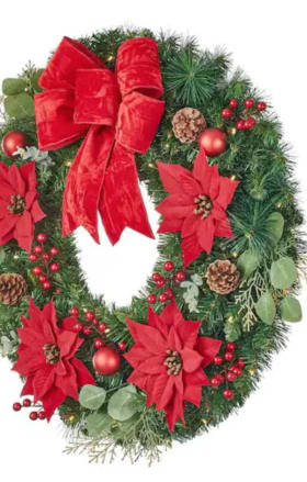 30 in. LED Pre-Lit Artificial Wreath with Timer item