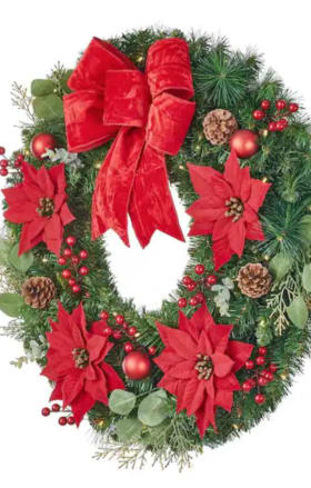 30 in. LED Pre-Lit Artificial Wreath with Timer item