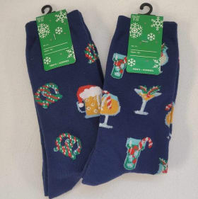 2 pairs holiday beverage snack sock set item