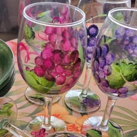 Set of (6) Hand-Painted Deluxe Wine Glasses item