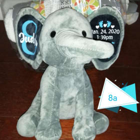 Baby Quilt (handmade), Burp Cloth and Baby Stats Elephant item