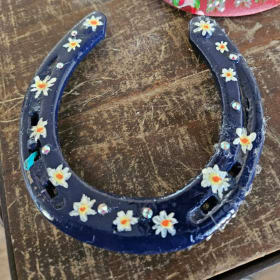 Hand Painted Horse Shoe | Navy Daisy item
