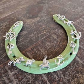 Hand Painted Horse Shoe | Green & Charms item