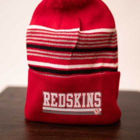 Red Striped Redskin Beanie with Pom item