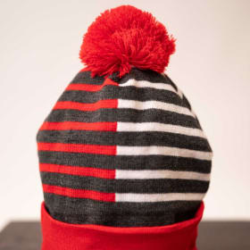 Red/White Stripe Pom Beanie item
