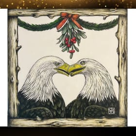 "Christmas Kissing Eagles" Framed Print item