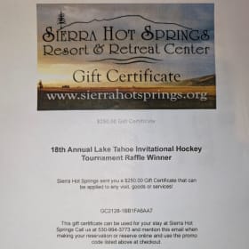 $250 Sierra Hot Springs Resort Gift Certificate item