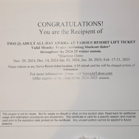 Two Adult All-Day Sierra-At-Tahoe Resort Lift Tickets item