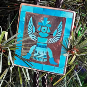 inlay knifewing bolo tie - Harlin Coonsis, Zuni item