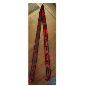 red and black frog design woven belt - Kevin Boone, Zuni item