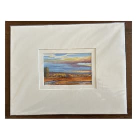 original watercolor hogan at sunset -Gilbert Jumbo, Navajo item