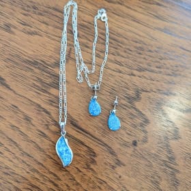 Fashion forward earring and necklace set in Israeli Opal! item