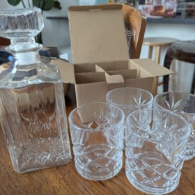 Glass Whisky Set, decanter and four glasses item