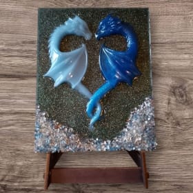 36. Hand Crafted 3D Dragon Geode Plaque - Retail $100 item