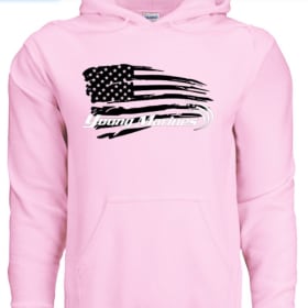 Light Pink - YMs Hoodie with distressed American flag. item