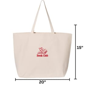 XL Canvas Tote - Embroidered Library Book Design item