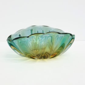 Aqua Gold Murano Glass Bowl item