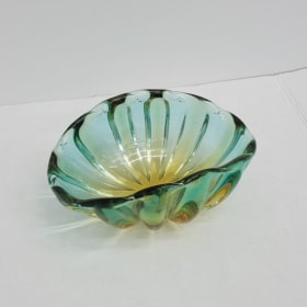 Aqua Gold Murano Glass Bowl item