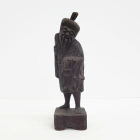 Vintage Chinese Fisherman Wood Carving item