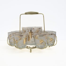 Mid Century Rocks Glasses in Gold Caddy item