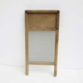 Vintage Wood and Ribbed Glass Washboard item