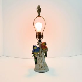 Ceramic Blue and Red Parrot Lamp item