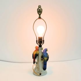 Ceramic Blue and Red Parrot Lamp item