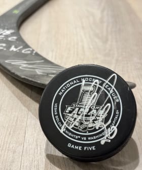 Lars Eller Autographed Stick, Puck and Print Bundle item