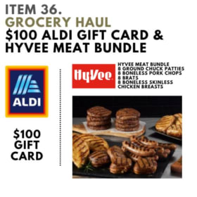36. Aldi $100 Gift Card & Hy Vee Meat Bundle item