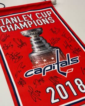 Team Autographed 2018 Stanley Cup Champions Banner item