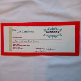 Nuances in Port Royal - $25.00 gift certificate item