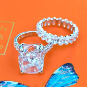 Eternal Love Ring & Eternity  Band Set in White Gold -size 7 item