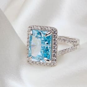 Majestic Aquamarine Cocktail Ring White Gold- size 7 item