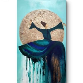 Saima Khan Art#13:  Gold Moon Sufi Whirling Dervish item