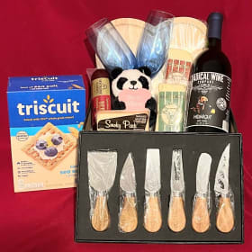 Cheese and wine gift basket item