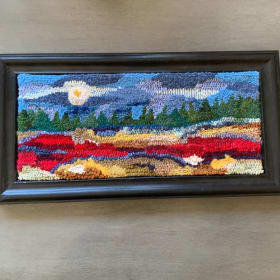 Harvest Moon hooked art by local artist Kathy Toogood item