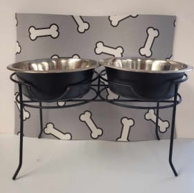 Raised Feeder, Bowls and Spill Mat set item