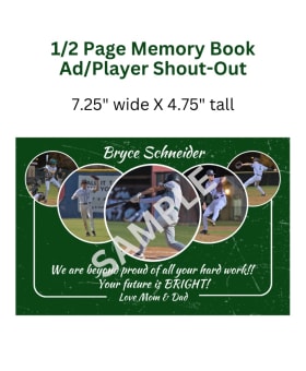 Add On: 1/2 Page Memory Book Ad/Player Shout-Out item
