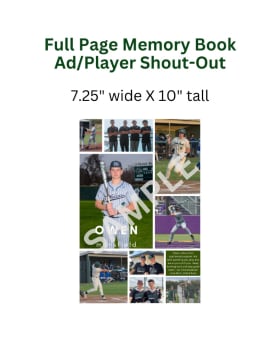 Add On: Full Page Memory Book Ad/Player Shout-Out item
