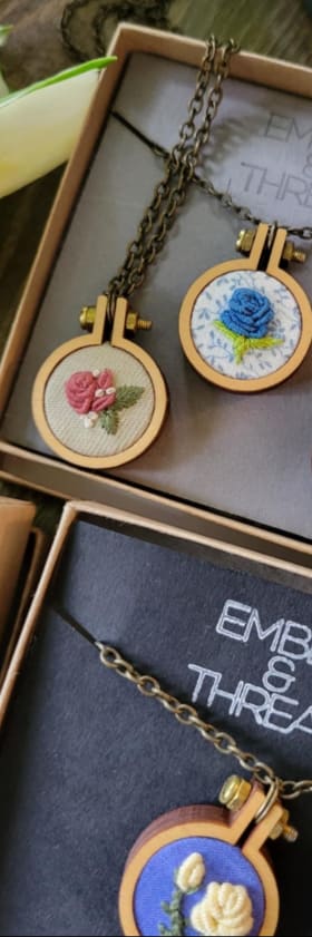 EMBER & THREAD Embroidered Hoop Necklace item